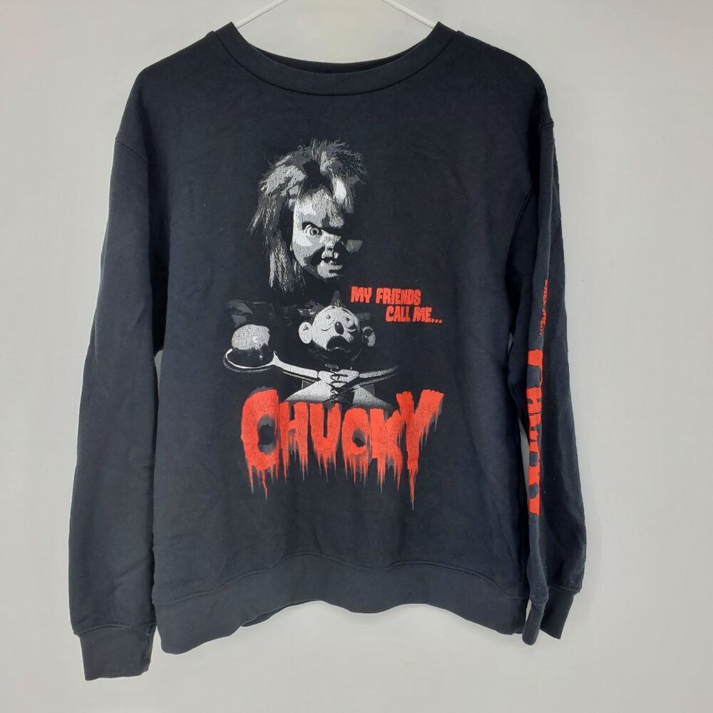 Chucky Doll My Friends Call‎ Me Chucky Long Sleeve Graphic Crewneck Sweatshirt M